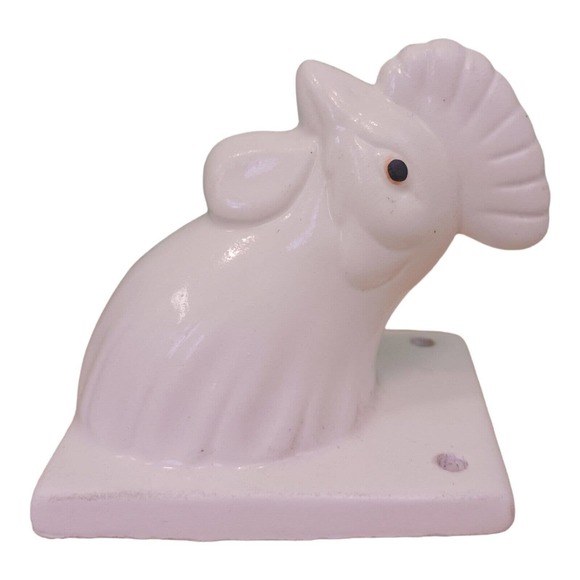 Vintage Ceramic Rooster Chicken Head Towel Apron Holder Wall Mount Farmhouse Set - Picture 13 of 16